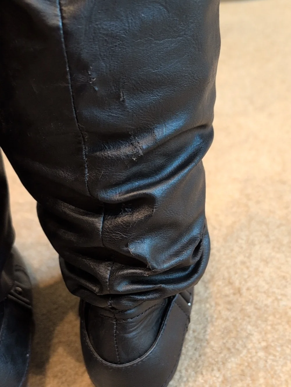 Black Slouchy Mid-Calf Women's Boots